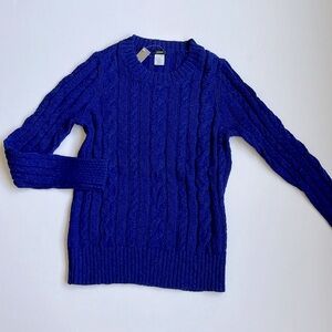J.Crew Shrunken Fisherman Sweater- Byzantine Blue- Size Medium